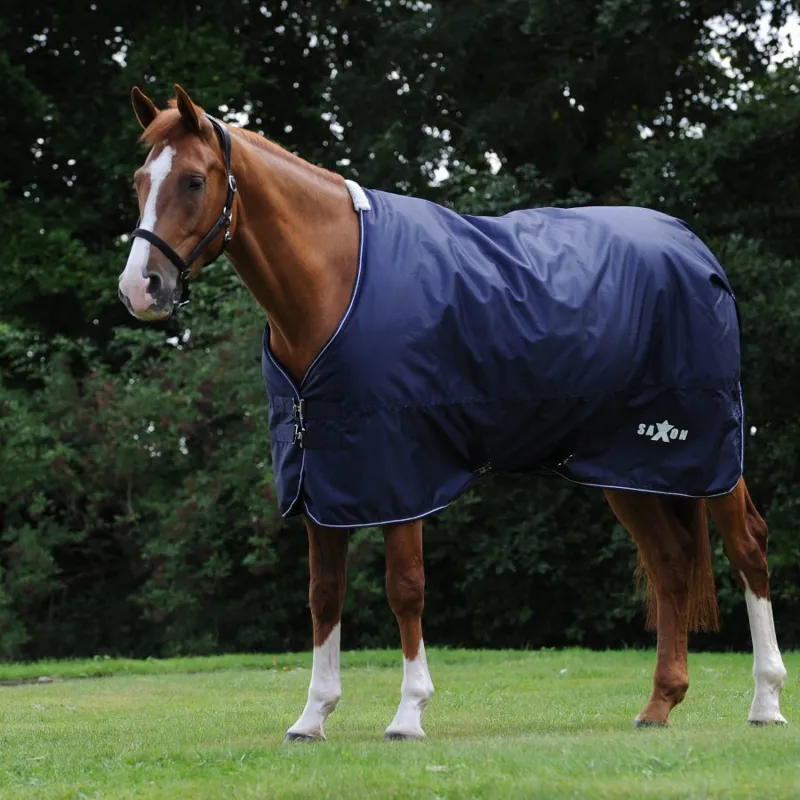 Saxon Defiant 600D Standard Neck 0g Turnout Rug - Navy/White